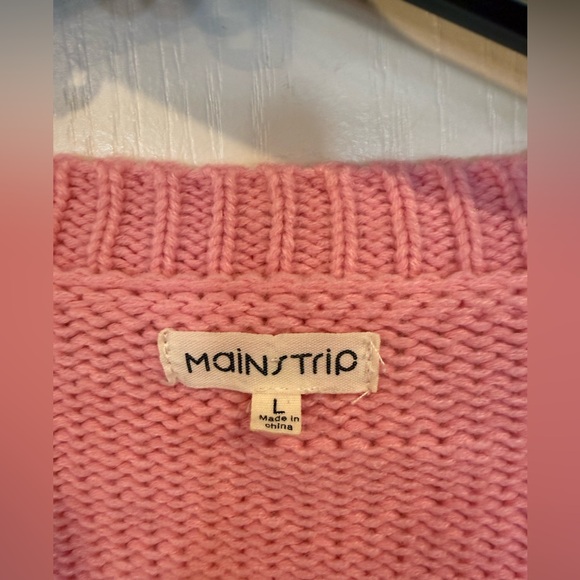 Main strip women’s Pink 3D red white Heart cropped Knit Cardigan side large - Picture 2 of 6